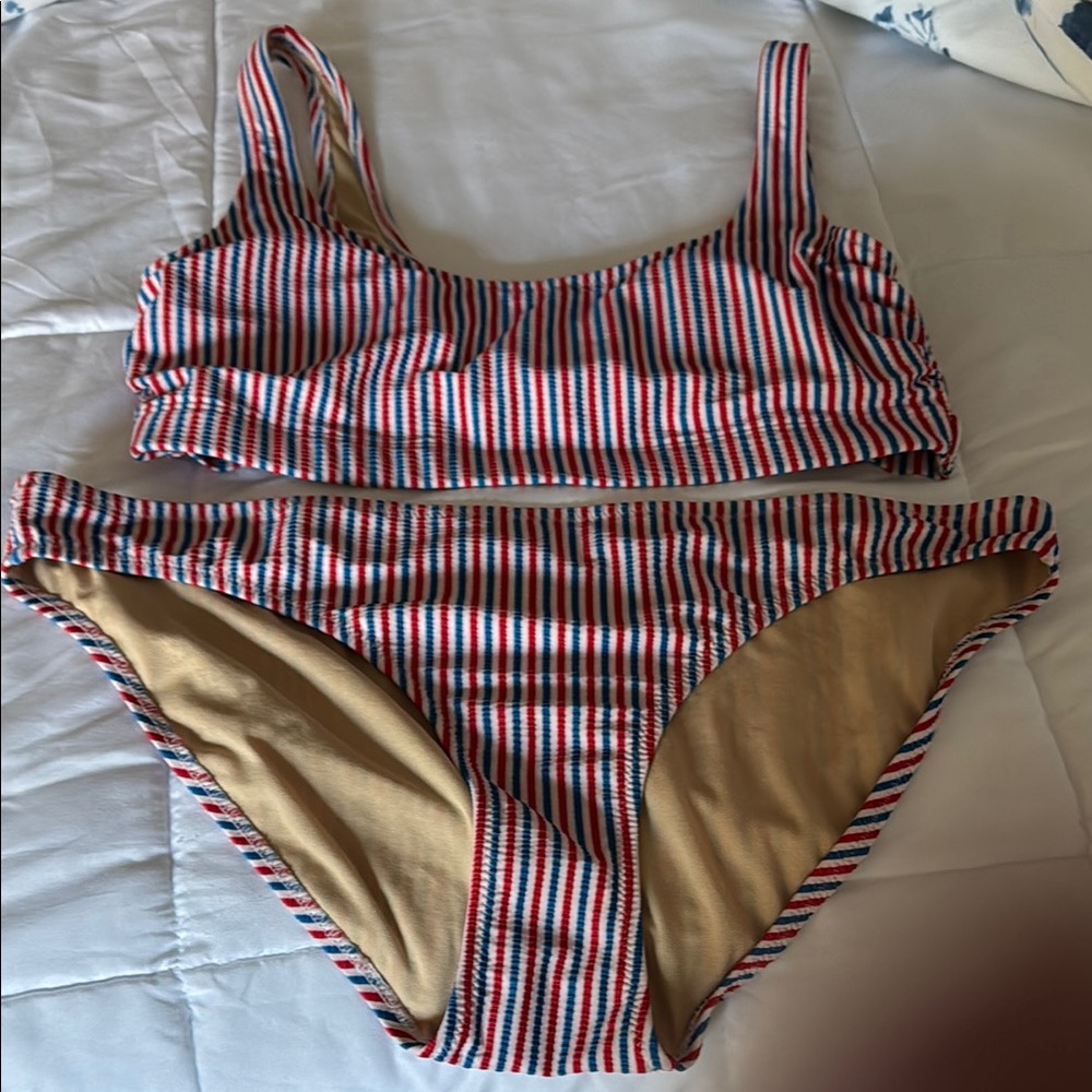 Old Navy Red and Blue Bikini with Striped Pattern perfect for July 4th!